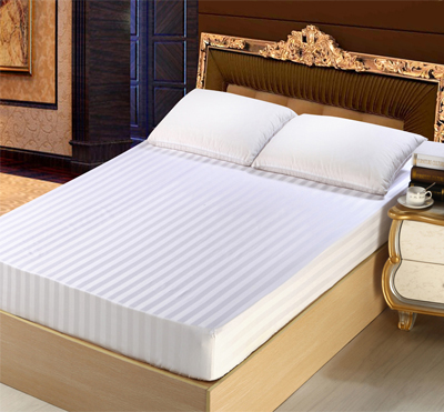 220T-300T cotton stripe fitted sheet, hotel stripe bedsheet