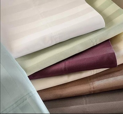 250T 40*40 145*95 poly cotton stripe flat sheet hotel bed sheet fabric